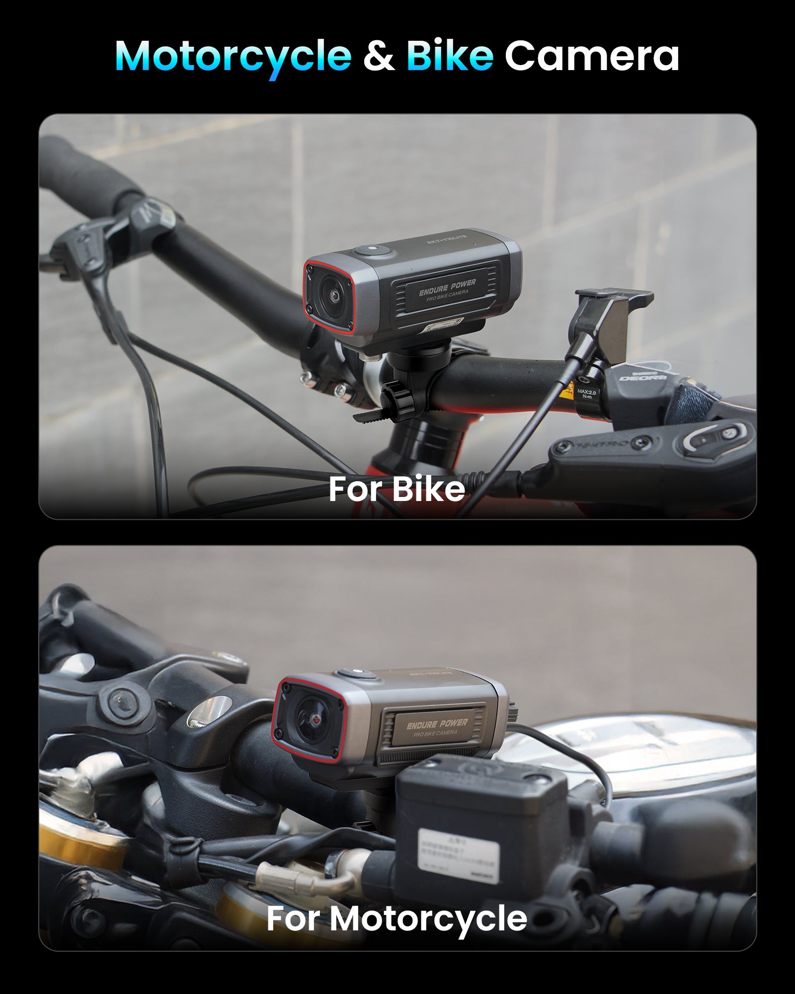 Cámara para motocicleta y bicicleta con Wi-Fi y 7.5 horas de vida de batería | AKY-710Lite