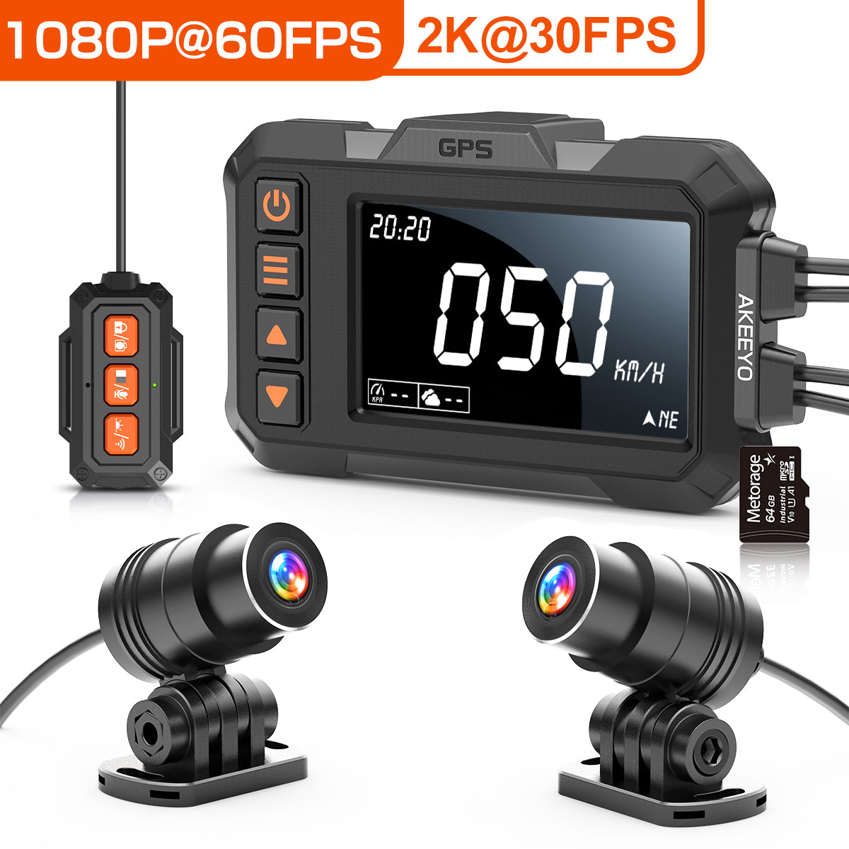 60FPS@1080P Motorcycle Dashcam|AKY-998GX