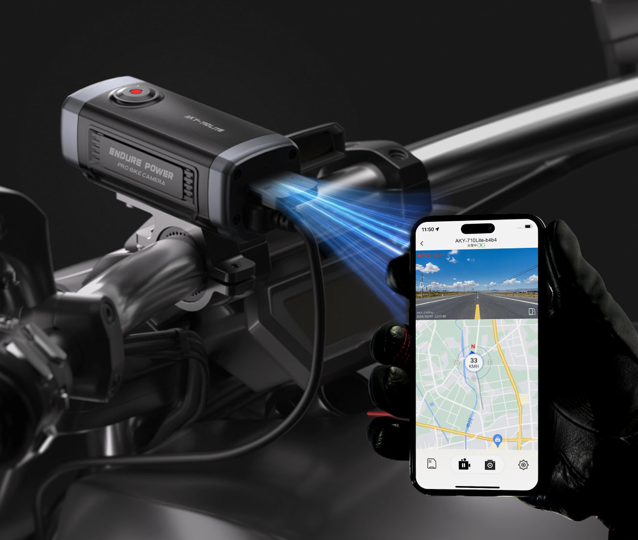 AKY-710Lite: 7.5Hr Motorcycle Dash Cam with WiFi & GPS
