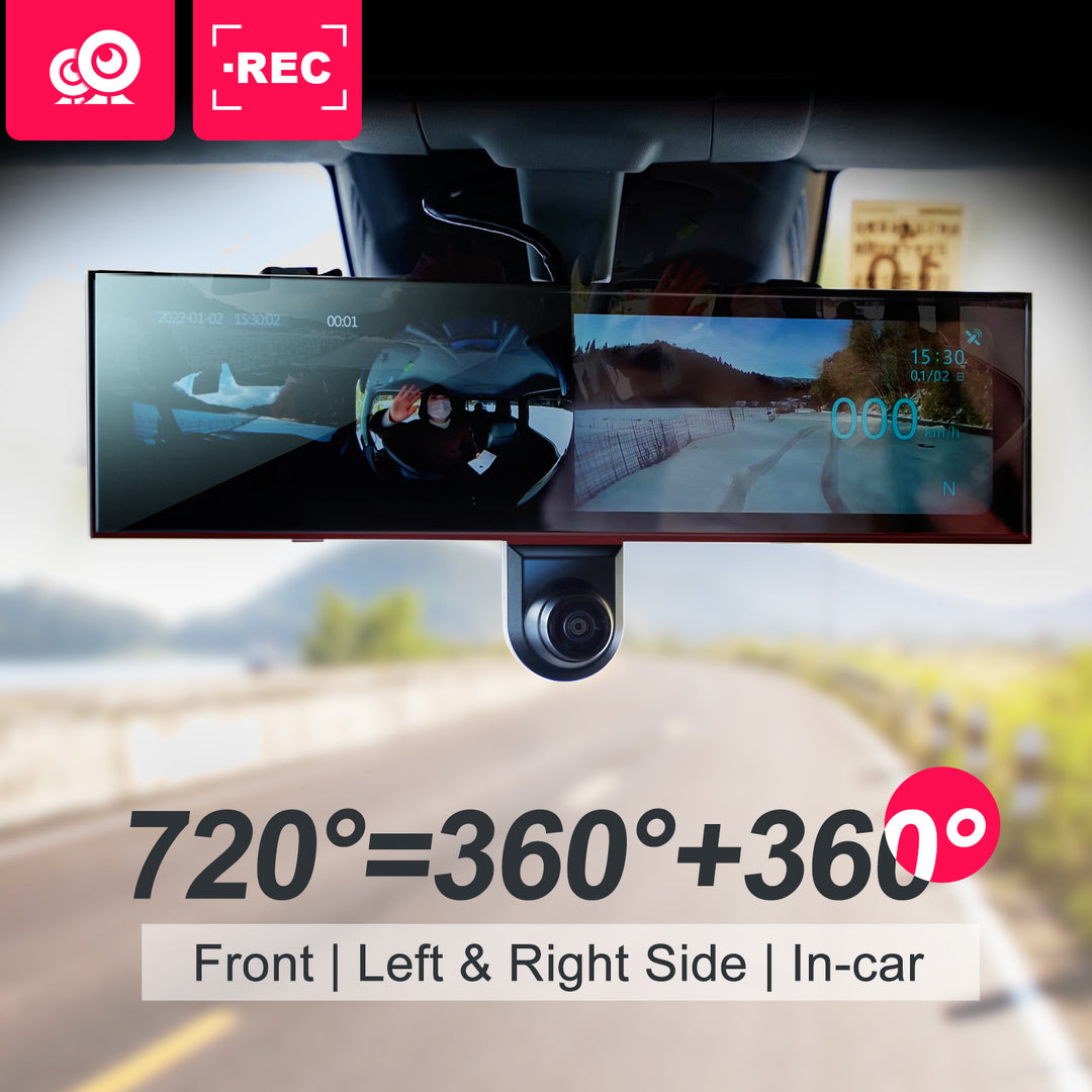 720° Panoramic Mirror Dash Cam, 2K+2K UHD｜AKY-V720S – AKEEYO Global